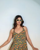 Teal Floral Halter Neck Top