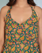 Teal Floral Halter Neck Top