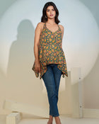 Teal Floral Halter Neck Top