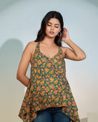 Teal Floral Halter Neck Top
