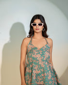 Teal Floral Halter Neck Top