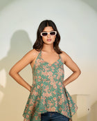 Teal Floral Halter Neck Top