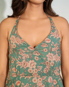 Teal Floral Halter Neck Top