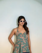 Teal Floral Halter Neck Top