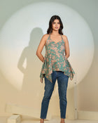 Teal Floral Halter Neck Top