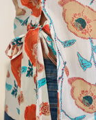 Beige Floral Sleeveless Tie-Up Top