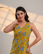 Mustard Yellow Floral Printed Sleeveless Top
