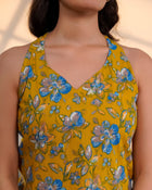 Mustard Yellow Floral Printed Sleeveless Top