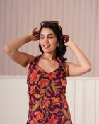 Maroon Floral Halter Neck Top