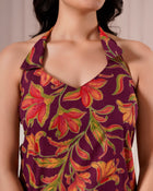 Maroon Floral Halter Neck Top