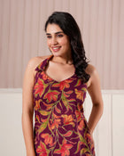 Maroon Floral Halter Neck Top