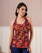 Maroon Floral Halter Neck Top