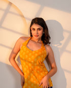 Mustard Printed Halter Neck Top