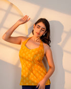 Mustard Printed Halter Neck Top