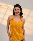 Mustard Printed Halter Neck Top