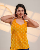 Mustard Printed Halter Neck Top