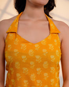 Mustard Printed Halter Neck Top