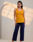 Mustard Printed Halter Neck Top