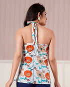 White Floral Halter Neck Top