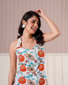 White Floral Halter Neck Top