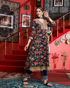 Midnight Grace  Navy Blue Anarkali Kurta Pant with Dupatta Set  Ethnic Wear for Women