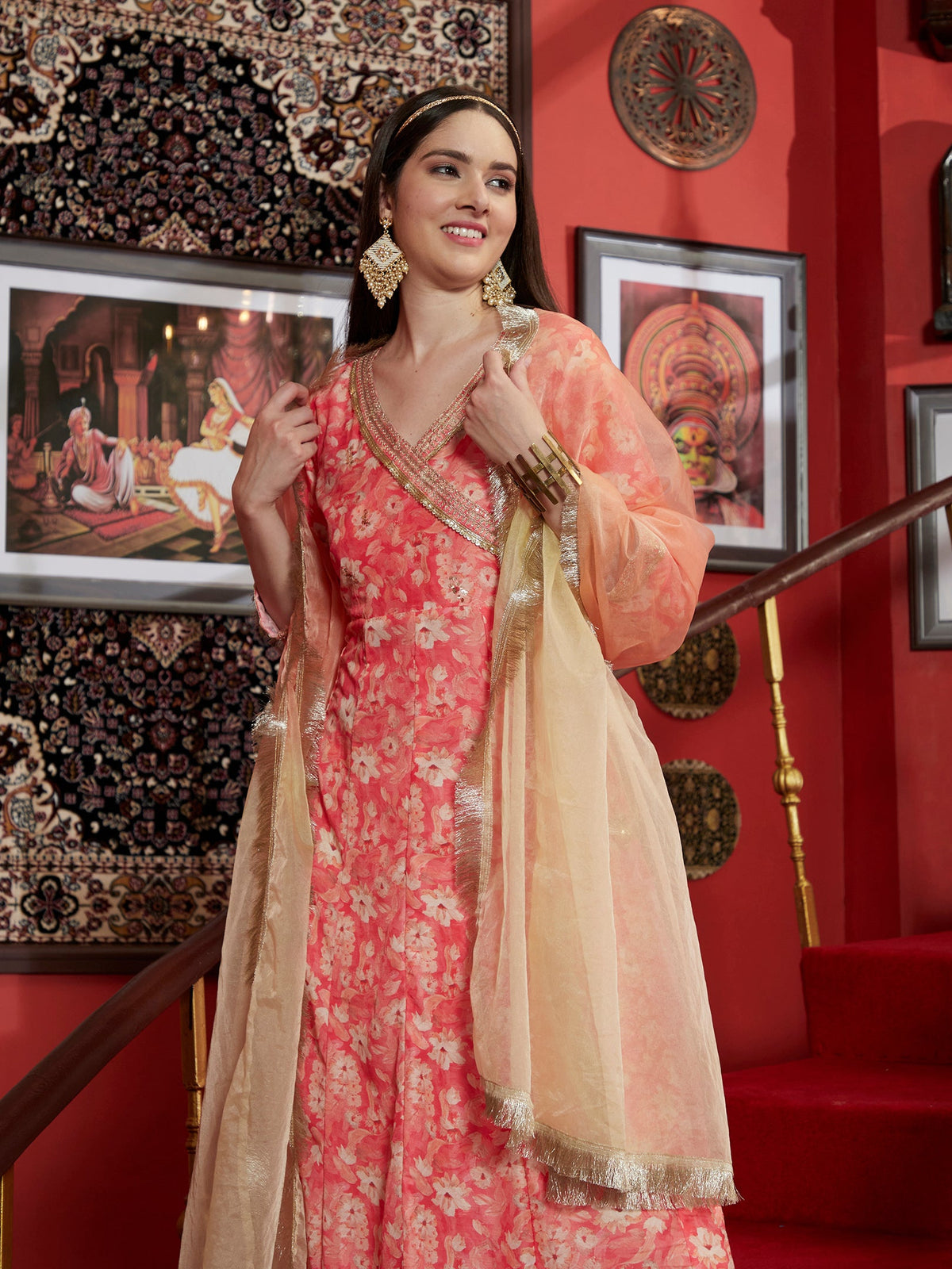 Elegant Beige Kurta Pant with Dupatta Set Ethnic Wear for Women