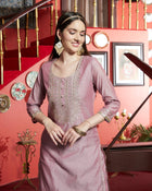 Lavender Whisper  Silk Blend Kurta Pant with Dupatta Set