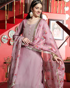 Lavender Whisper  Silk Blend Kurta Pant with Dupatta Set