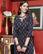 Twilight Bloom Printed Cotton Kurta
