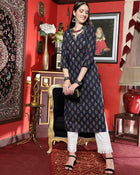 Twilight Bloom Printed Cotton Kurta
