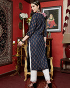 Twilight Bloom Printed Cotton Kurta