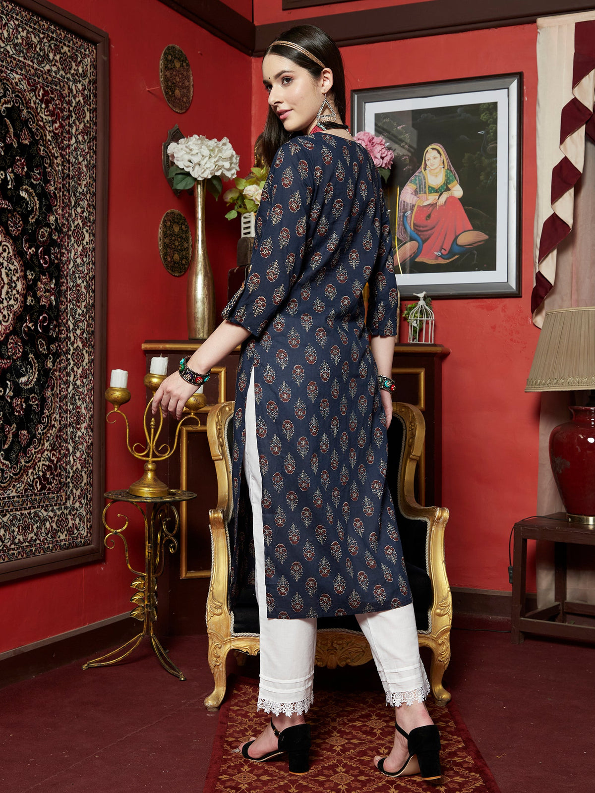 Twilight Bloom Printed Cotton Kurta
