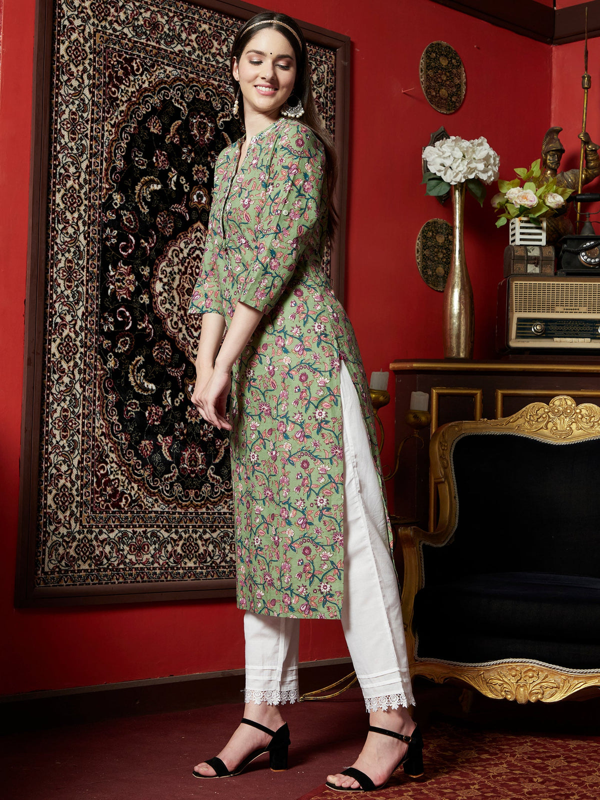 Fern Whisper Printed Cotton Kurta