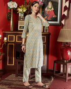 Ivory Dune Cotton Printed Kurta Pant Dupatta Set