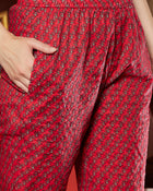 Maroon Cotton Printed Anarkali Kurta Pant with Dupatta Set Ethnic Wear for Women