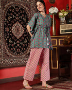 Pacific Petal Blue Floral Printed Cotton Co-ord Set for Women Breezy Everyday Elegance