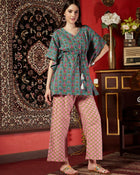 Pacific Petal Blue Floral Printed Cotton Co-ord Set for Women Breezy Everyday Elegance