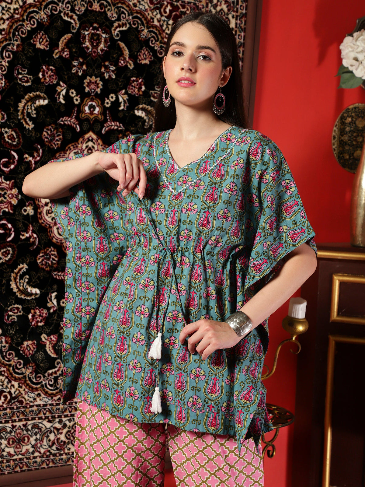 Pacific Petal Blue Floral Printed Cotton Co-ord Set for Women Breezy Everyday Elegance