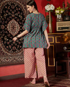 Pacific Petal Blue Floral Printed Cotton Co-ord Set for Women Breezy Everyday Elegance