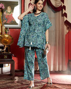Breezy Oisse Turquoise Cotton Co-ord Set for Women Ocean Inspired Everyday Elegance