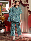 Breezy Oisse Turquoise Cotton Co-ord Set for Women Ocean Inspired Everyday Elegance