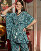 Breezy Oisse Turquoise Cotton Co-ord Set for Women Ocean Inspired Everyday Elegance