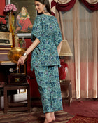 Breezy Oisse Turquoise Cotton Co-ord Set for Women Ocean Inspired Everyday Elegance