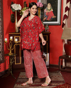 Crimson Trail Floral Printed Cotton Co-ord Set for Women Elegant Everyday Wear