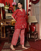 Crimson Trail Floral Printed Cotton Co-ord Set for Women Elegant Everyday Wear