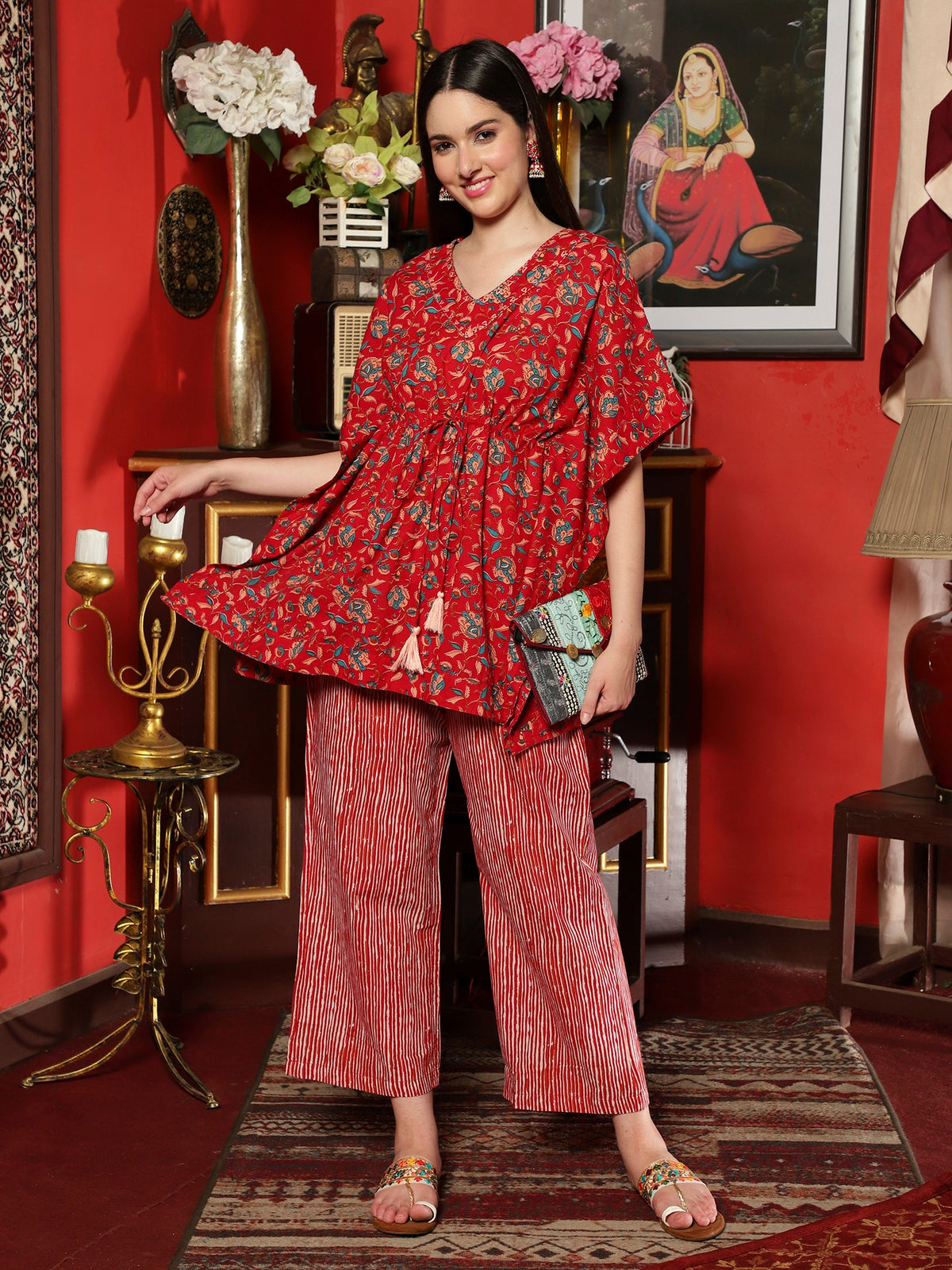 Crimson Trail Floral Printed Cotton Co-ord Set for Women Elegant Everyday Wear