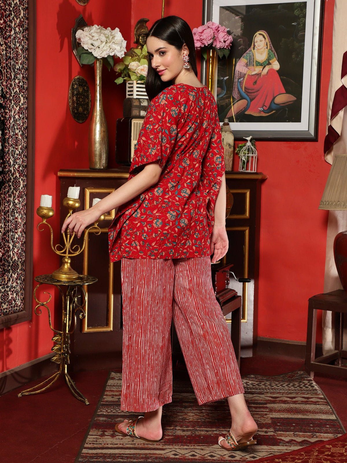 Crimson Trail Floral Printed Cotton Co-ord Set for Women Elegant Everyday Wear
