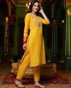 Sunlit Grace Cotton Kurta Pant with Dupatta Set Solid Embroidery Work Ethnic Wear for Women