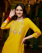 Sunlit Grace Cotton Kurta Pant with Dupatta Set Solid Embroidery Work Ethnic Wear for Women