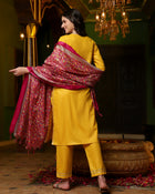 Sunlit Grace Cotton Kurta Pant with Dupatta Set Solid Embroidery Work Ethnic Wear for Women